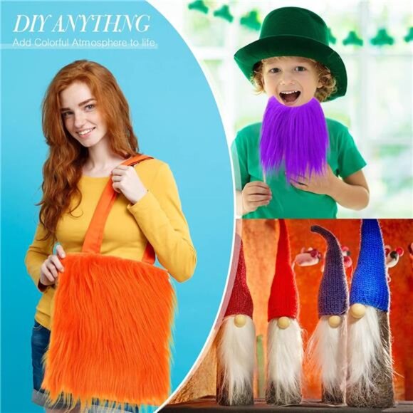 8 Pcs Faux Fox Fur Square Fabric 10 x 10 Inch Shaggy Fur Patches Fabric Cuts - Picture 4 of 7